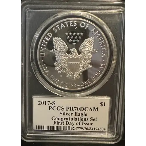 2017-S $1 Silver Eagle Congratulations Set First Day of Issue, DCAM