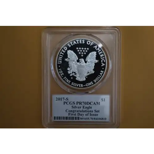 2017-S $1 Silver Eagle Congratulations Set First Day of Issue, DCAM