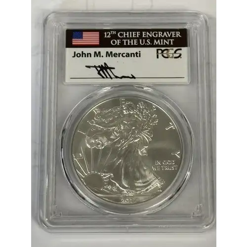 2017-W $1 Burnished Silver Eagle Mercanti Signature