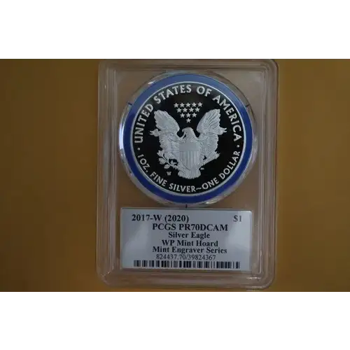 2017-W (2020) $1 Silver Eagle WP Mint Hoard Mint Engraver Series Mercanti Flag, DCAM