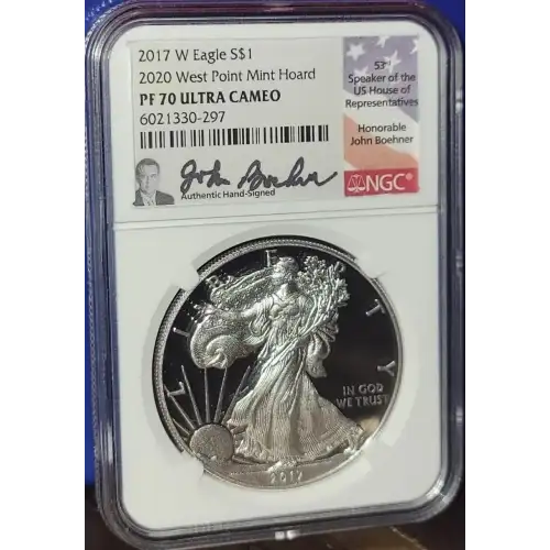 2017 W Eagle S$1 PF70UC 2020 West point Mint Hoard Signed