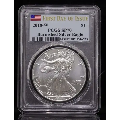 2018-W $1 Burnished Silver Eagle First Day of Issue