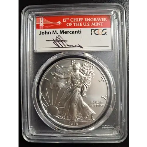 2018-W $1 Burnished Silver Eagle First Strike Mercanti