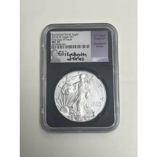 2018 W Eagle S$1 Ms70 Burnished Silver Eagle FDOI Signed