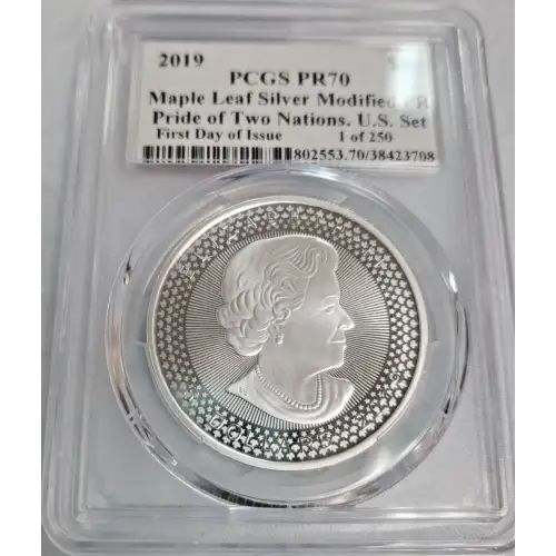 2019 $5 Maple Leaf Silver Modified PR Pride of Two Nations, U.S. Set First Strike