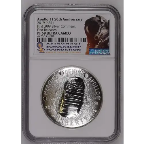 2019 Apollo 11 50th Anniv. First Releases First .999 Silver Commem. ULTRA CAMEO (2)