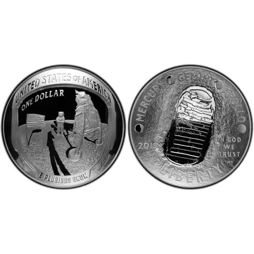 2019-P $1 Apollo 11 50th Anniversary  First Strike - 5 oz Silver Earth Rising AMF, DCAM (2)