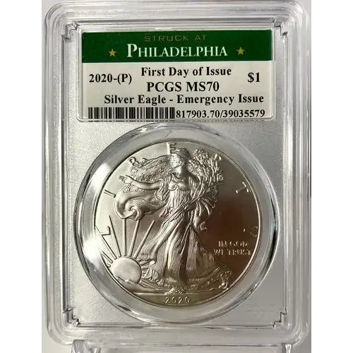 2020-(P) $1 Silver Eagle - Emergency Issue Struck at Philadelphia First Day of Issue