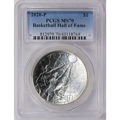 2020 - P - PCGS - MS70 - $1 Basketball H.O.F