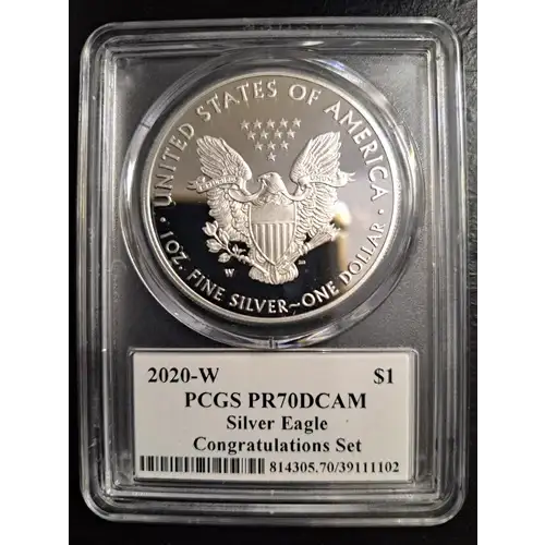 2020-W  $1 Silver Eagle Congratulations Set FS Cleveland Native American , DCAM