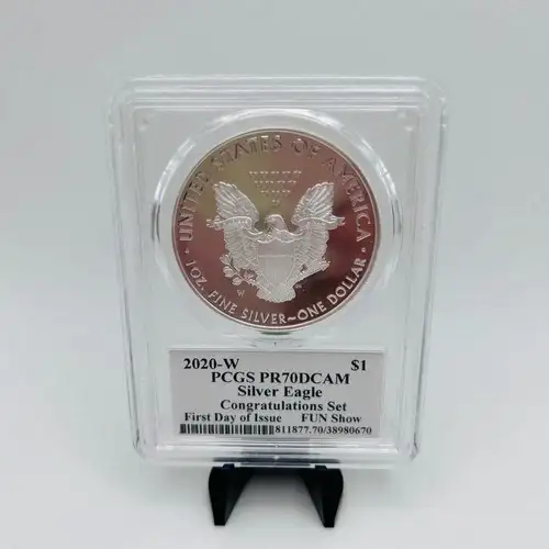 2020-W $1 Silver Eagle First Strike Mercanti Flag Signature, DCAM