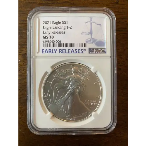2021 Eagle S$1 - Silver Eagle Landing T-2 - Early Releases - MS70 - NGC