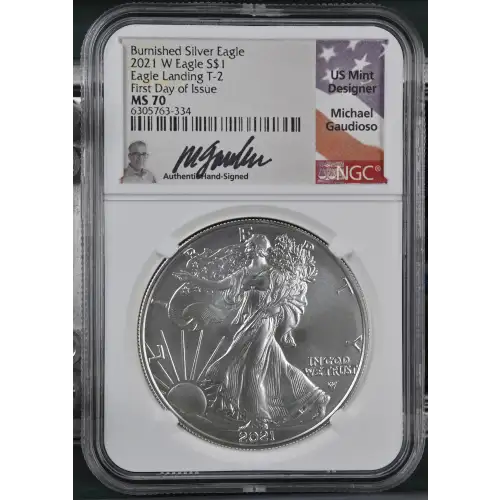 2021 W Eagle Landing T-2 First Day of Issue Burnished Silver Eagle (2)