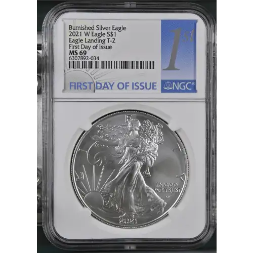 2021 W Eagle Landing T-2 First Day of Issue Burnished Silver Eagle (2)