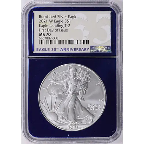 2021 - W - NGC - MS70 - $1 Burnished Silver Eagle Landing T-2 [B-2][B-8] (2)