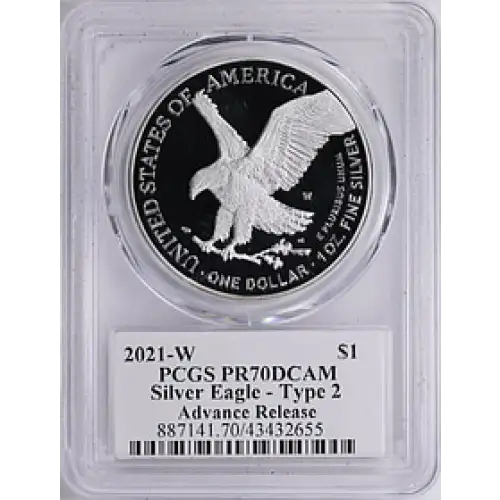 2021 - W - PCGS - PR70DCAM - $1 Eagle Type 2 Advanced Release