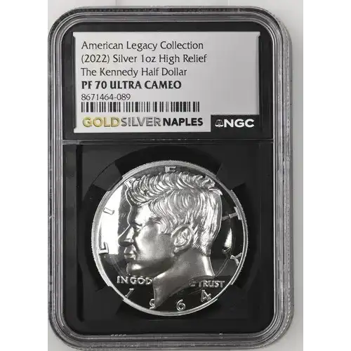 (2022) AR High Rel The Kennedy Half Dollar American Legacy Coll. 1oz  PF 70 ULTRA CAMEO