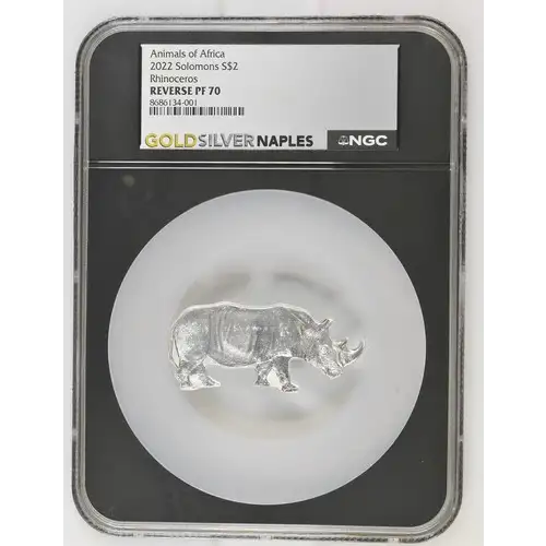 2022 Solomons - Animals of Africa - Rhinoceros - Reverse PF 70