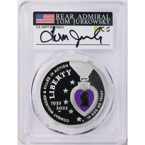 2022-W $1 National Purple Heart Hall of Honor Colorized Admiral Tom Jurkowsky, DCAM