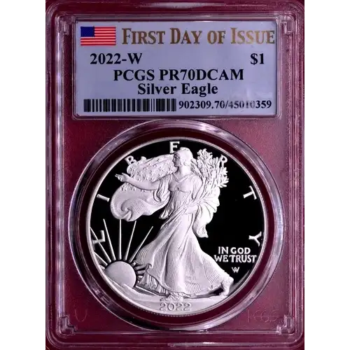 2022-W $1 Silver Eagle First Day of Issue, DCAM