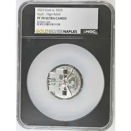 2023 Cook Is. Vault - High Relief S$20 Grade PF 70 ULTRA CAMEO