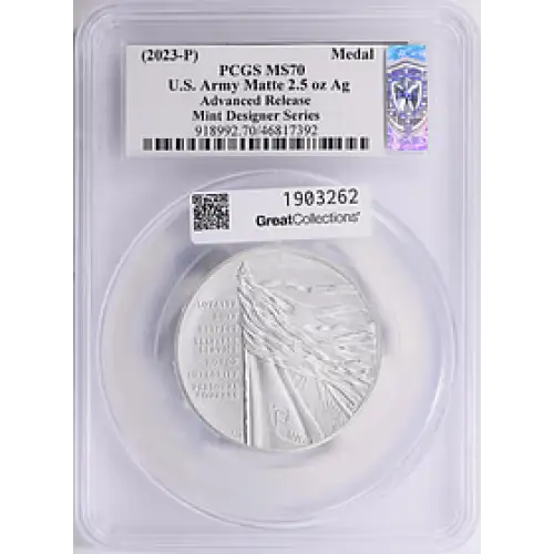 (2023-P) Medal U.S. Army Matte 2.5oz Ag Mint Designer Series Advanced R. Emily S. Damstra
