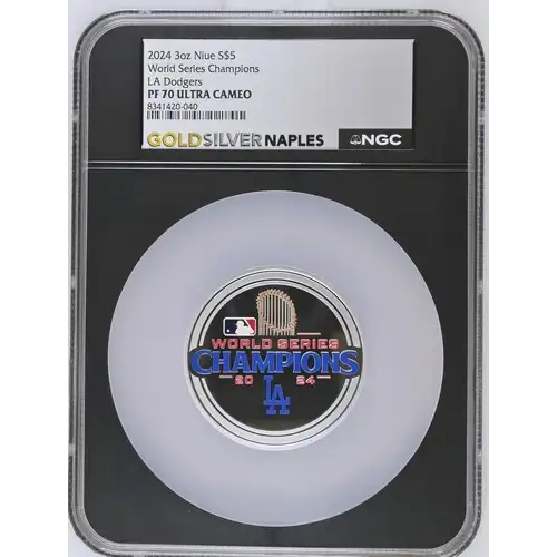 2024 3oz Niue World Series Champions LA Dodgers S$5 PF 70 ULTRA CAMEO