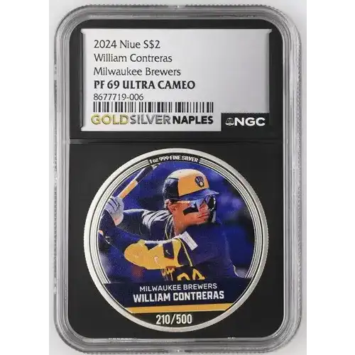 2024 Niue William Contreras Milwaukee Brewers S$2 PF 69 ULTRA CAMEO