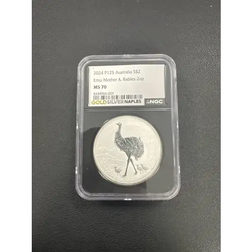 2024 P125 S$2 2OZ AUSTRALIA EMU MOTHER & BABIES MS70 NGC