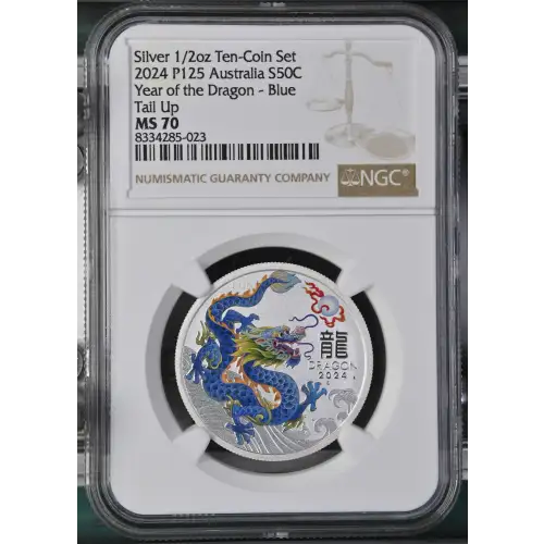 2024 P125 Year of the Dragon - Blue Tail Up Silver 1/2oz Ten-Coin Set (2)