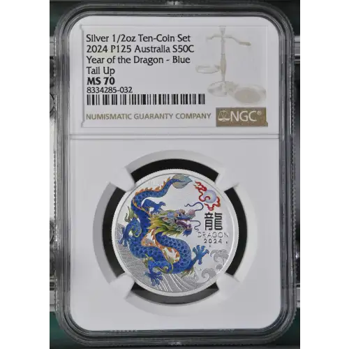 2024 P125 Year of the Dragon - Blue Tail Up Silver 1/2oz Ten-Coin Set (2)