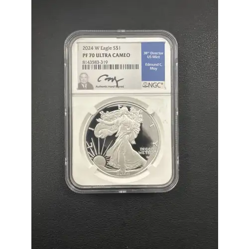 2024 W S$1 EAGLE PF70 UC SIGNED BY EDMUND C. MOY