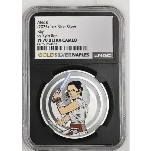 (2025) 1oz Niue Rey vs Kylo Ren Silver PF 70 ULTRA CAMEO