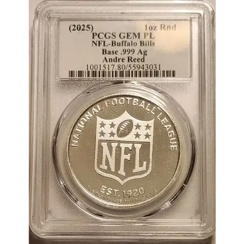 (2025) 1oz Rnd NFL-Buffalo Bills Base .999 Ag Ultra Andre Reed Andre Reed
