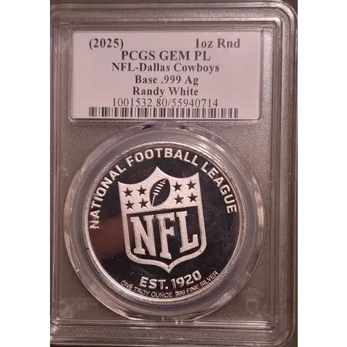 (2025) 1oz Rnd NFL-Dallas Cowboys Base .999 Ag Ultra Randy White Randy White