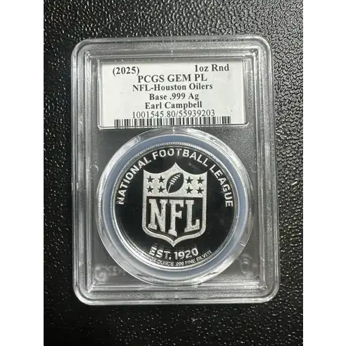 (2025) 1oz Rnd NFL-Houston Oilers Base .999 Ag Ultra Earl Campbell Earl Campbell