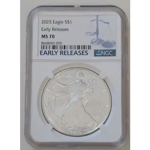2025 1oz Silver Eagle S$1 - Early Releases - MS70 -NGC