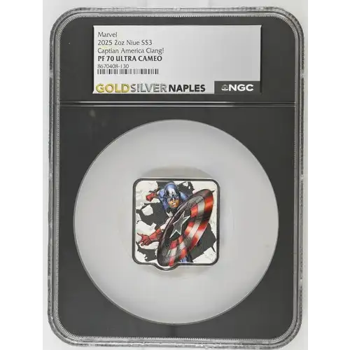 2025 2oz Niue Captian America Clang! S$3 PF 70 ULTRA CAMEO
