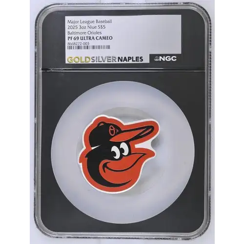 2025 3oz Niue Baltimore Orioles S$5 PF 69 UC