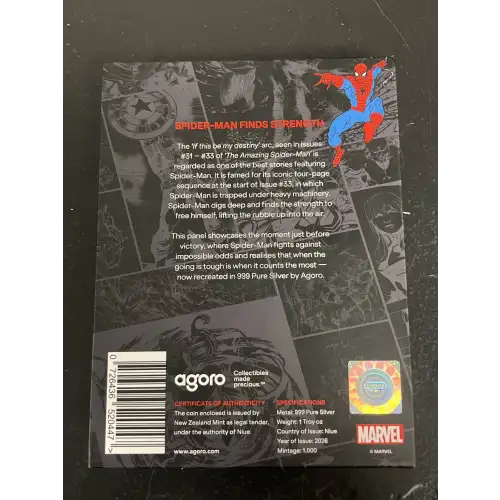 2026 Niue Marvel Spider-Man Finds Strength 1oz Silver Square
743/1000 (3)