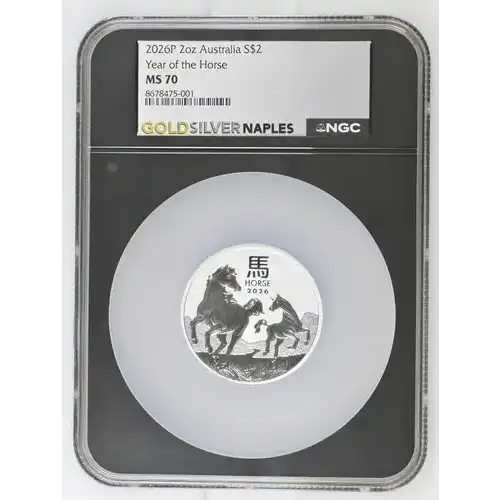 2026P 2 oz  Australia Year of the Horse S$1 MS 70 CSC7