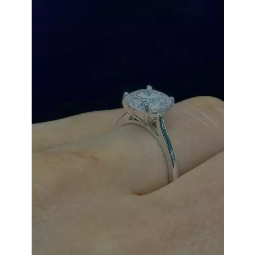 2.38 Ctw Moissanite RD Stone 4 Prong Solitaire Ring Set 2.9 g Size 8