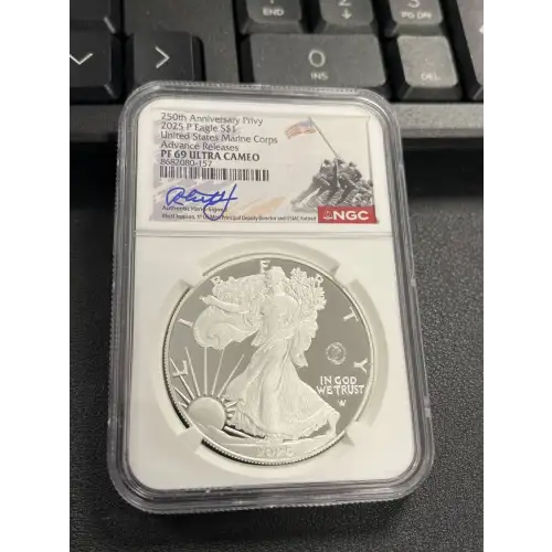 250th Anniversary Privy 2025 Eagle $1 United States Marine Corps AR PF 69 UC