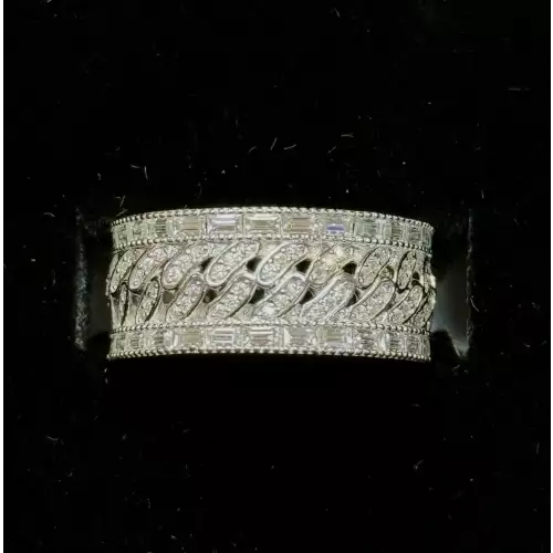 2.85 Ctw Moissanite Stone Cuban Style Eternity Ring 7.2g S 10 