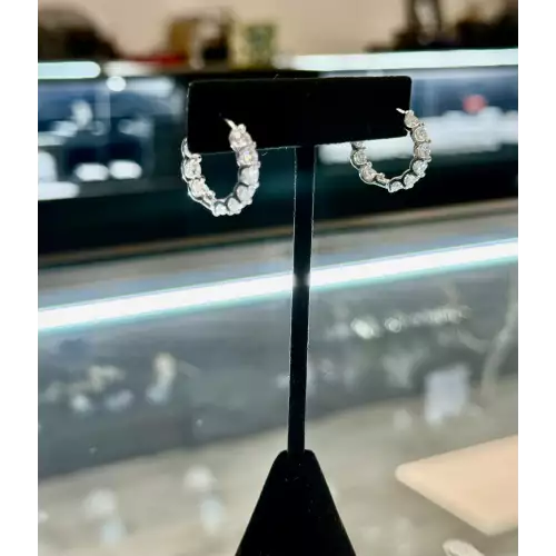 3.4 mm Moissanite Stones Small Hoops Earrings 5.2 g