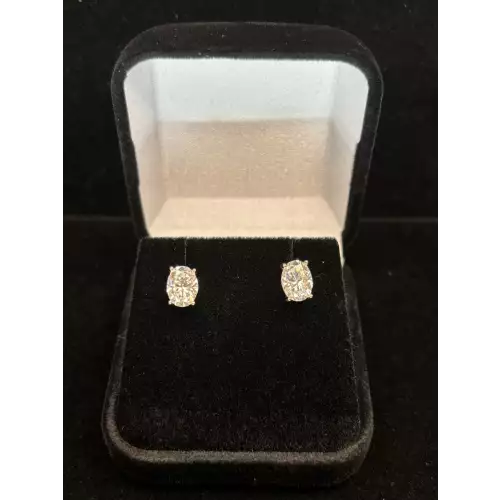 3 CTW Moissanite Oval Screw Back Studs - 14K Rose Gold Plated, 925 Silver, 1.6g