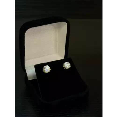 7mm 2.4 Ctw VVS D Color 14KYG Plated Moissanite Stud Earings 