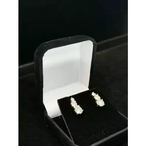 925 Silver 3 Circle Moissanite Stud Earrings