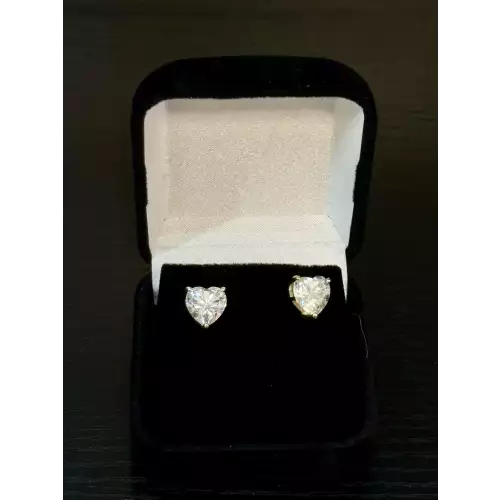 9mm 6 Ctw VVS D 14KYG Plated Heart Moissanite Stud Earings 