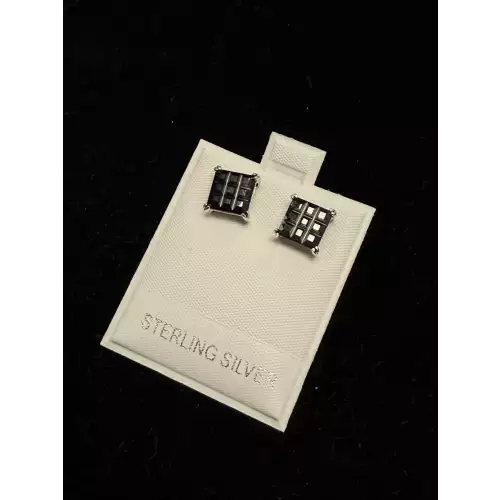 Black Moissanite Square Stud Earrings St.Silver